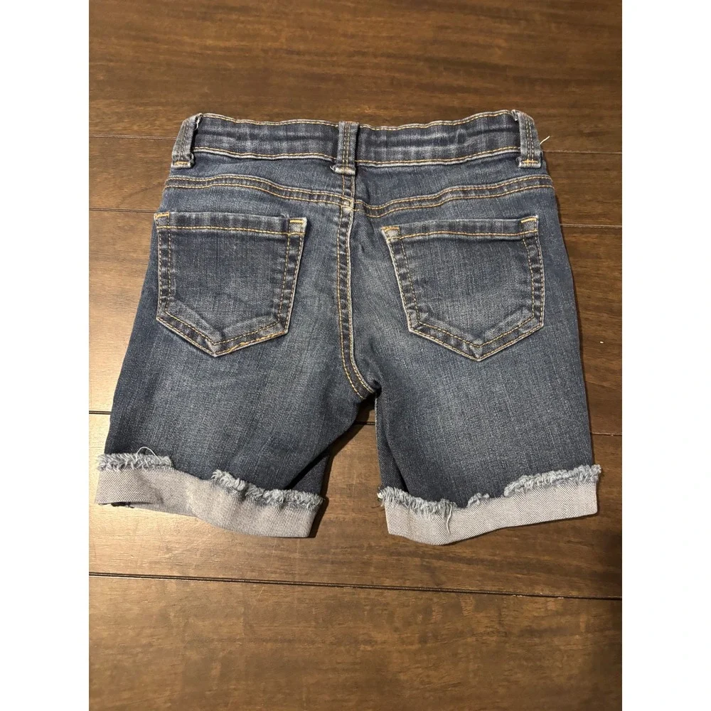 Arizona Jean Co Girls Denim Bermuda Shorts Distressed Dark Wash Size 6